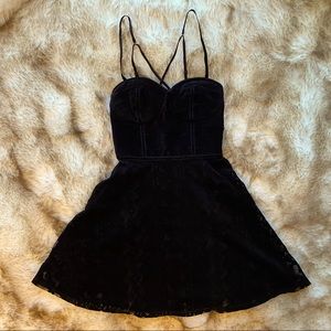 NWT Hollister Black Velvet Lace Mini Dress Sz M